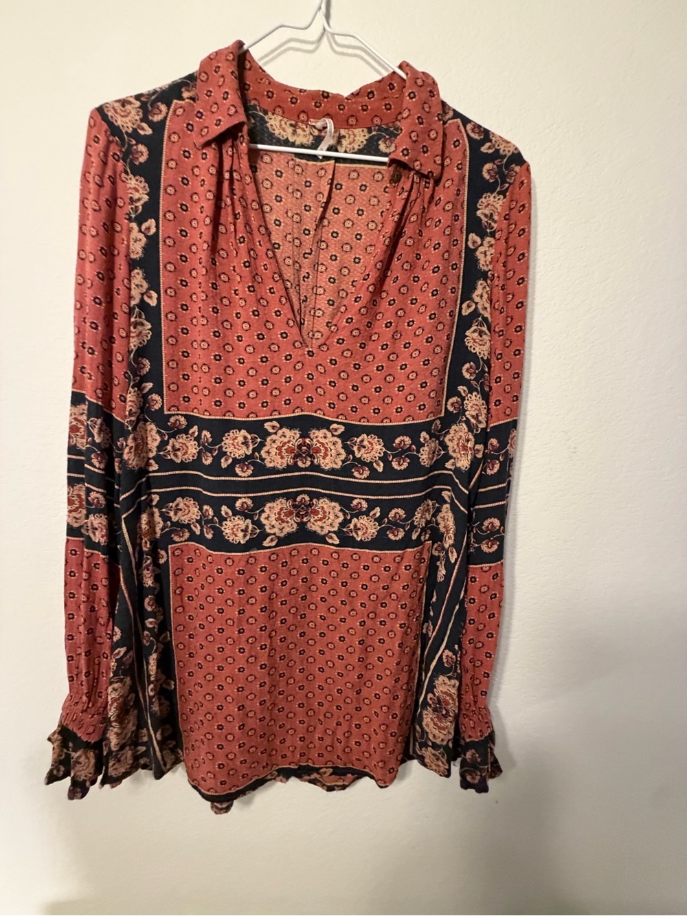 Free People Floral Patchwork Tunic Top size X-small